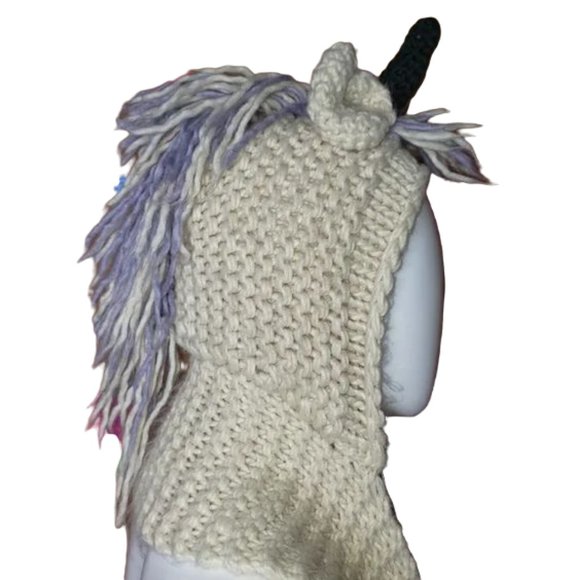 Hand Crafted Other - HANDMADE UNICORN CROCHETED HOODED SCARF HAT